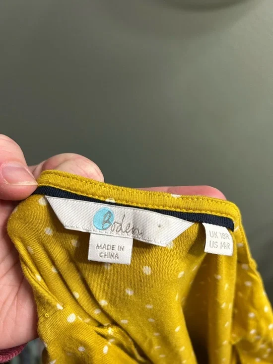 Boden yellow and white polka dot button-down midi dress - Picture 5 of 8